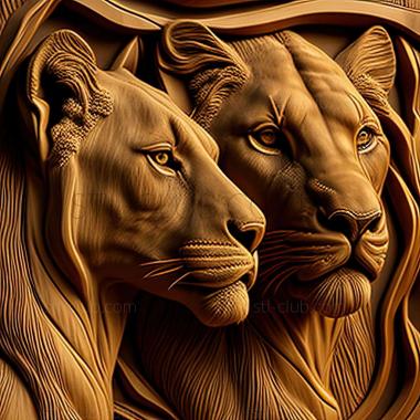 3D model Lion lioness American artist (STL)